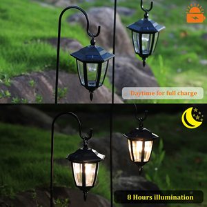 Lot de 2 lampes solaires suspendues, étanches, avec crochets de berger, éclairage paysager pour pelouse, patio, cour, allée, entrée de garage - Product Image 3