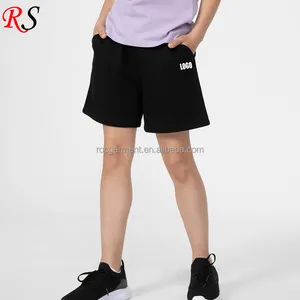 高品质批发街装法国特里夏季女孩定制标志黑色短裤