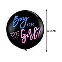 Vente en gros de ballons en latex de 36 pouces pour révélation du sexe, ballons noirs garçon ou fille, livrés avec des confettis bleus et roses pour bébé
