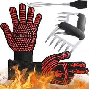 طقم قفازات سيليكون مقاومة للحريق من الشواية المطبوعة ، قفازات أمان للعمال ، فرن لاصق مقطوع مسامي - Product Image 4