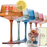 Copa de Martini SUNYO Multi Hue Ultra Delgada, Elegante y Colorida, para Cocina, Comedor, Bar y Restaurante