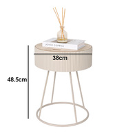 Petite table de chevet ronde avec plateau de rangement amovible et base en métal robuste en forme d'anneau, table d'appoint pour chambre à coucher, salon