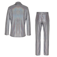 Halloween Cosplay Set Bronzing Suit Blazer Disco à paillettes pour hommes pour la fête Scène Discothèque Brillant Cool Performance Suit