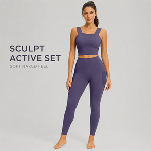 Ensemble de vêtements de sport pour femmes, 2 pièces, soutien-gorge de sport à maintien élevé, leggings à taille haute avec poche pour la course à pied, la salle de sport, la remise en forme et l'entraînement - Product Image 3