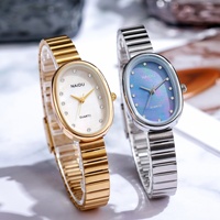 Montre ovale à quartz pour femme, prix direct usine, cadran brillant, index en cristal, bracelet extensible en acier inoxydable