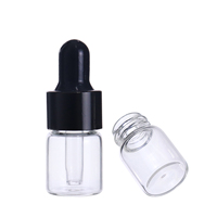 Mini flacons compte-gouttes vides en verre transparent ou ambré de 1 ml, 2 ml, 3 ml, 5 ml pour échantillons d'huiles essentielles et de sérums