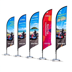 Cross-Border Double-Sided Feather Flag Advertising Promotional Road Flag Water-Filled Teardrop Flagpole Ground Insert Flag Flag