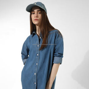 Mayorista de ropa Nardon, primavera 2025, nueva camisa corta vaquera de manga larga lavada para mujer, camisa informal holgada para mujer - Product Image 3