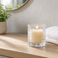 Petit Porte-Bougie en Verre Transparent Texturé, Coupe à Bougie Décorative pour la Vente en Gros, Accessoires pour la Maison, Table de Restaurant et Présentoir Cadeau