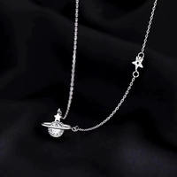 Collier Planète FY-0433 pour Femme en Argent Sterling S925 avec Pendentif Zircon Personnalisé Tendance et Polyvalent