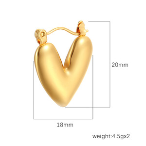 Pendientes de corazón simples de nueva moda de acero inoxidable chapados en oro personalizados de alta calidad para regalo de fiesta para mujer - Product Image 2