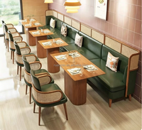 Ensemble de mobilier commercial moderne pour restaurant, café, canapé en rotin, cuir massif et bois pour restaurant