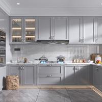 Armoire en bois massif, style européen classique moderne, armoire de cuisine modulaire en bois sur mesure QD-CG-04 avec panneaux de porte élégants