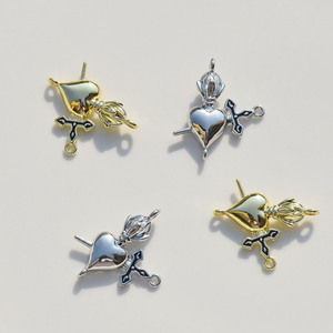 Pendentif en alliage « Flèche traversant le cœur » en or blanc KC, composants de bijoux DIY pour la fabrication de boucles d'oreilles GJ330 - Product Image 1