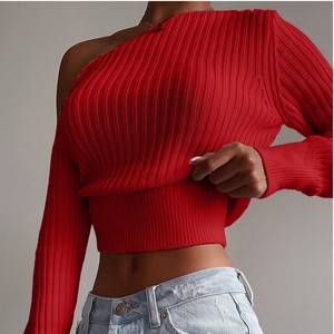 <span class=keywords><strong>Pull</strong></span>-over décontracté sexy pour <span class=keywords><strong>femme</strong></span>, couleur unie, épaule unique, collection hiver 2022, vente chaude sur <span class=keywords><strong>AliExpress</strong></span> pour l'Europe et les États-Unis - Product Image 5