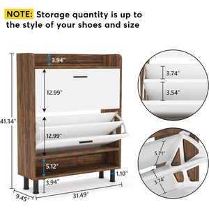 Organisateur de chaussures 3 niveaux peu encombrant avec porte-bottes rabattable et armoire fermée – Solution pour petits appartements - Product Image 2