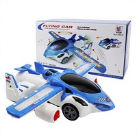 Voiture Volante Lumineuse Télécommandée, Jouet Avion RC, Véhicule Aérien en Plastique à Piles, Roues Rotatives à 360 Degrés, 2.4G 50m pour Enfants