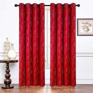 Hôtel de luxe maison rouge occultant fenêtre rideaux feuille impression Polyester tissu rideau de noël pour salon chambre - Product Image 6
