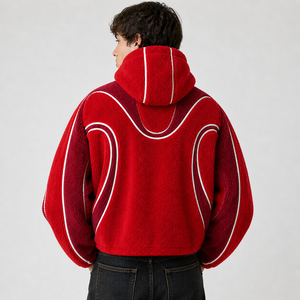 <span class=keywords><strong>Sweat</strong></span> à <span class=keywords><strong>capuche</strong></span> oversize vierge Y2K 600 g/m² Techwear pour <span class=keywords><strong>homme</strong></span> en molleton épais rouge <span class=keywords><strong>bordeaux</strong></span> avec fermeture éclair et blocs de couleur - Product Image 2
