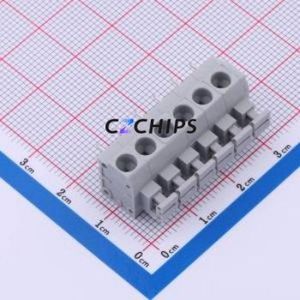 DB260-5.0-6P-GY Spring Terminal Block Through hole Component (THT),P=5mm Connector 1x6P 5mm Gray 6P - Product Image 1