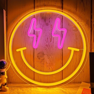 Décoration murale, néons à intensité variable, visage souriant, néon LED, visage souriant, néon pour la chambre des filles, décoration de fête d'anniversaire - Product Image 2