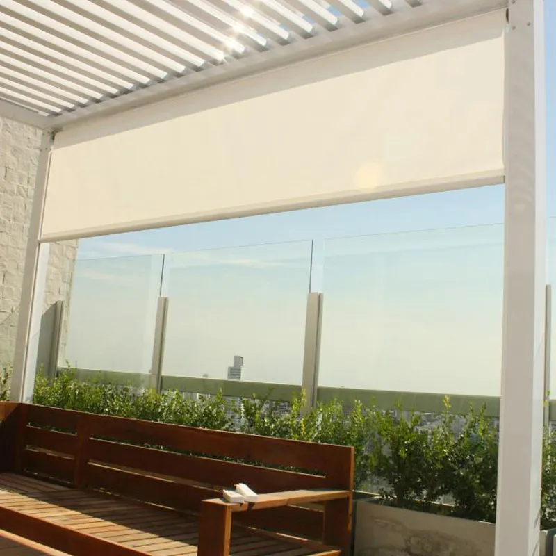 Retractable aluminium pergola awning outdoor rainproof motorized roller blinds for patios