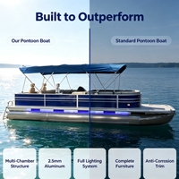 Bateau ponton en aluminium Premium Kinocean 26 pieds, qualité marine, multi-chambres, avec système d'éclairage complet
