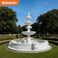 Fontaine Monumentale en Marbre Tête de Lion, Sculpture à 4 Niveaux, Fontaine d'Extérieur pour Jardin, Taille Personnalisée pour Villa de Luxe, Hôtel, Place Publique