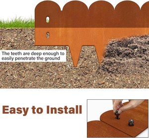 11 Teeth 6PCS Weather Resistant Flower Bed <b>Edging</b> <b>Borders</b> Corten Steel Garden Landscape for Landscaping - Product Image 3