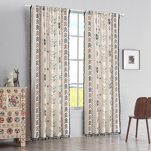 XinLan Boho Rideaux pour Chambre Salon, Crème Chic Lin Coton Semi Occultant Bohème Ferme Fenêtre Traitement Rideaux - Product Image 1