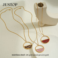 JUSTOP OEM/Venta al por Mayor, Collar con Colgante de Cadena de Eslabones Personalizado, Impermeable, de Acero Inoxidable, Chapado en Oro y Plata, Estilo Europeo y Americano