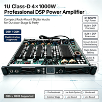 Amplificateur de puissance numérique professionnel 1U Classe D 4x1000W (DSP), idéal pour les fêtes et les scènes extérieures ; prend en charge l'OEM/ODM.