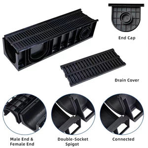 安価な軽量で耐久性のある黒いU字型の屋根付きプラスチック排水チャネル建設用 - Product Image 4