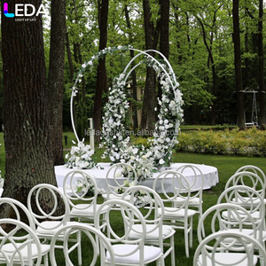 LEDA Wedding Decoration Factory Direct Modern Outdoor Round Arch White Iron Hanging Flower <b>Backdrop</b> - Product Image 2