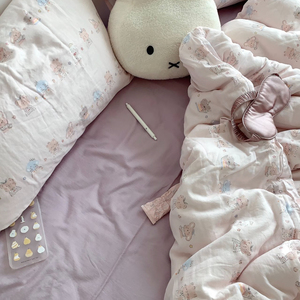 100% Cotton <b>Double</b> Layer Yarn Four-Piece Set Pure Cotton Class A Breathable Duvet Cover And <b>Sheet</b> <b>For</b> Mothers And Babies Summer - Product Image 2