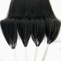 Extensions de cheveux brésiliennes au crochet, en plumes, 100% cheveux humains Remy, pointe droite en plume, boucle invisible, noir naturel, soyeux et doux, trame invisible