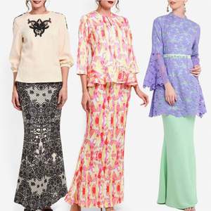 Vente en gros de vêtements musulmans rayés à la mode Jubah nouveau design vêtements Kurta <span class=keywords><strong>Baju</strong></span> <span class=keywords><strong>Kurung</strong></span> avec fille pour robe islamique - Product Image 5