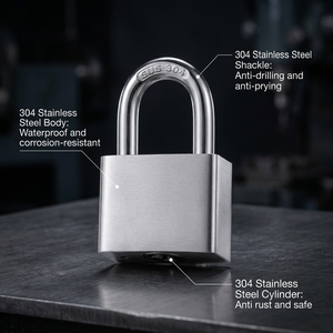 <span class=keywords><strong>Cadenas</strong></span> en acier inoxydable 304 de bonne qualité, étanche et résistant à la corrosion, 30/40/50/60MM, avec clés en fer - Product Image 1