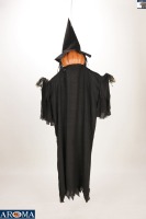 AROMA Zucca Luminosa a Grandezza Naturale con Mantello Nero e Cappello, Perfetta per Uso Interno ed Esterno