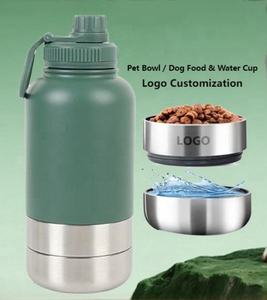 Custom Logo 32oz Durable Stainless Steel 3-in-1 Portable Pet Feeder Outdoor Travel Bowl Insulated <b>Dog</b> Water <b>Bottle</b> Leak Proof - Product Image 6