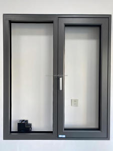 Fenêtre battante en aluminium isolante thermiquement avec grille de protection horizontale en acier inoxydable. Performances d'étanchéité élevées <span class=keywords><strong>et</strong></span> résistantes au vent. pour appartement - Product Image 6