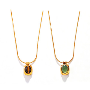 Pingente de Pedras Naturais à Prova d'Água Olhos de Tigre Colar de Pedras Coloridas para Uso - Product Image 5