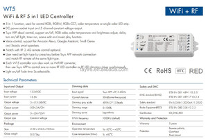 Tuya Wifi RF 5 trong 1 <span class=keywords><strong>Led</strong></span> điều khiển WT5 thông minh cho màu duy nhất CCT RGB RGBW rgbcct dải đèn 2.4 Gam <span class=keywords><strong>LED</strong></span> cảm ứng Bảng điều chỉnh từ xa tw5 - Product Image 4