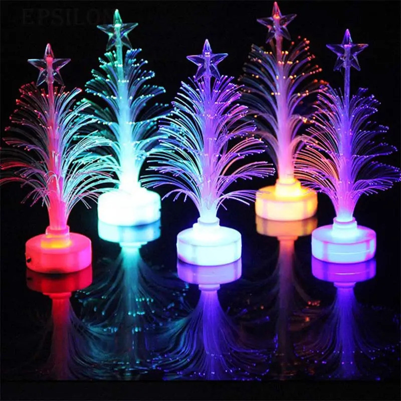 Epsilon Luxury Shining Colorful Optical Fiber Table Ornaments navidad christmas gift Decoration xma lights Mini LED Christmas Tree