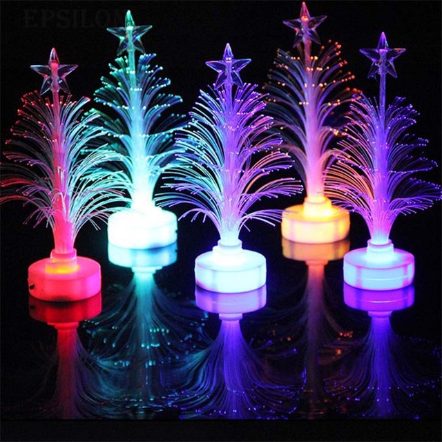 Luxury Shining Colorful Optical Fiber Table Ornaments Navidad Christmas Gift Decoration Xma Lights Mini Led Christmas Tree