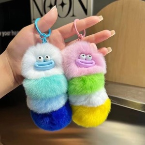Phim hoạt hình Pompom chú hề <span class=keywords><strong>Keychain</strong></span> plushies sang trọng nhồi xúc xích Miệng Lớn <span class=keywords><strong>Keyring</strong></span> Y2K đầy màu sắc Thỏ lông Mặt dây chuyền ba lô trang trí - Product Image 2