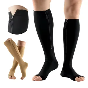 Kaus kaki kompresi medis uniseks dewasa, kaus kaki kompresi antilembap dengan ritsleting