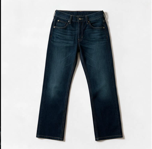 Pantaloni in denim da uomo Wangsheng M4 vintage a gamba dritta a vita bassa, 100% cotone, lavaggio medio, Roadhouse 32W X 30L - Product Image 1