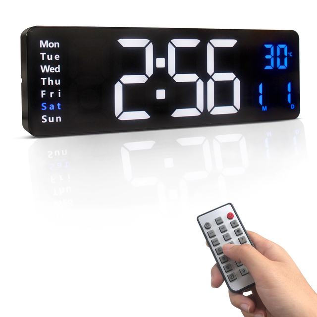 Wholesale 16.2 Inch Modern Remote Control Led Digital Home Decor Wall Clock