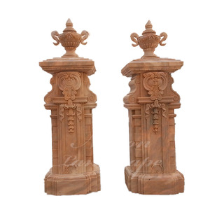 Porte en pierre de granit décorative de maison utilisée conception de pilier de colonne carrée de marbre blanc à vendre - Product Image 3